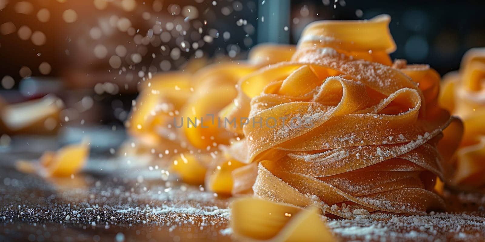 Classic Pasta on kitchen background. Diet and food concept