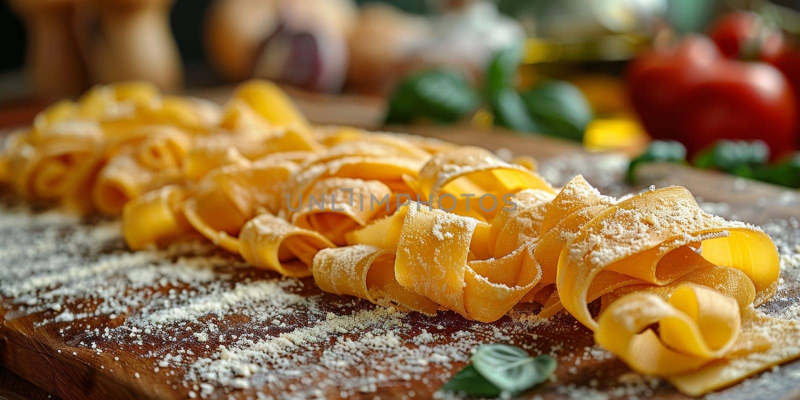 Classic Pasta on kitchen background. Diet and food concept. by Benzoix