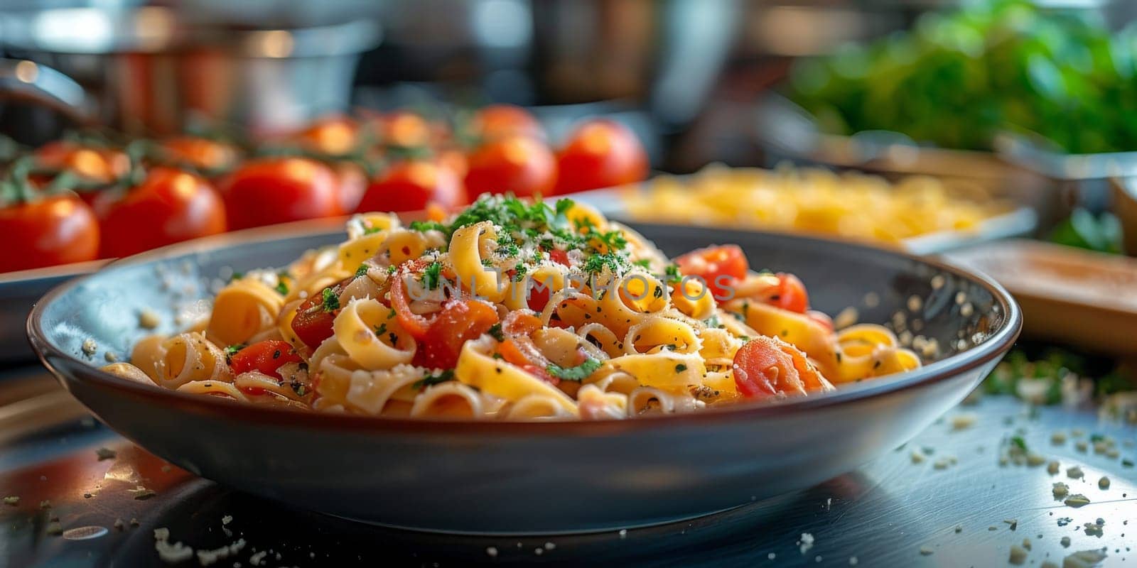 Classic Pasta on kitchen background. Diet and food concept. by Benzoix