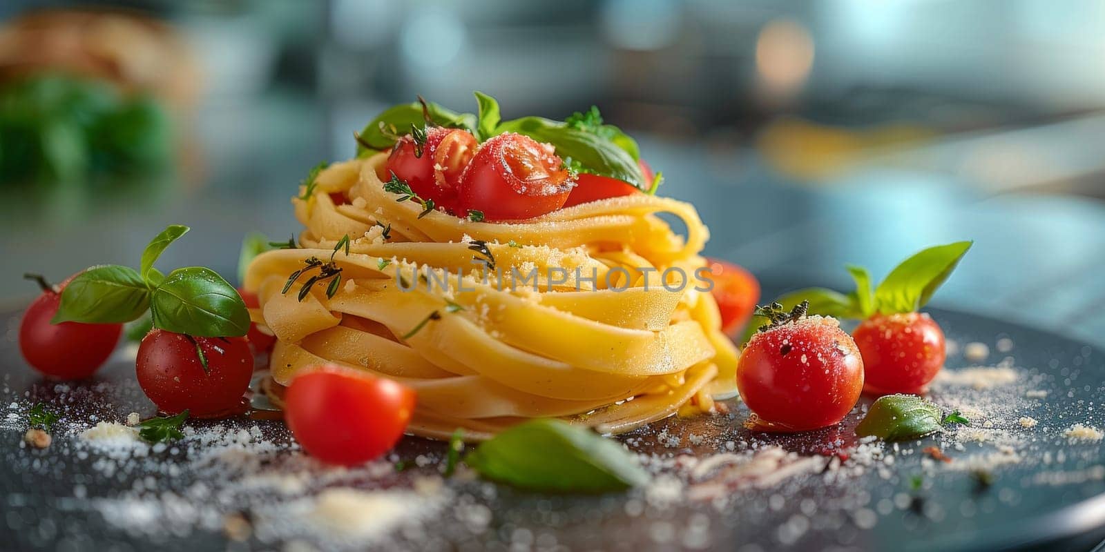 Classic Pasta on kitchen background. Diet and food concept