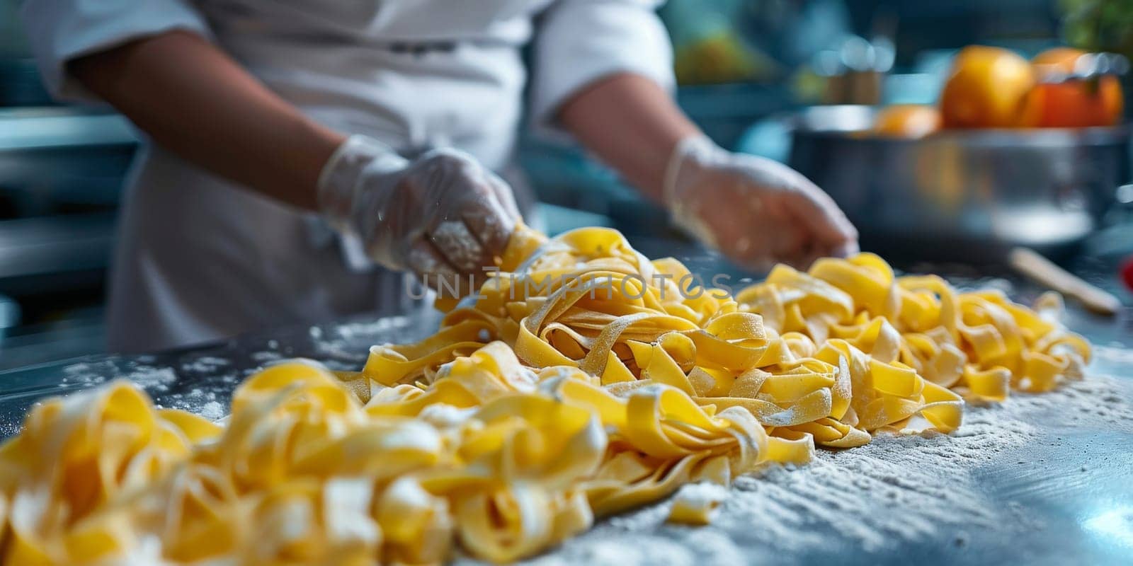 Classic Pasta on kitchen background. Diet and food concept