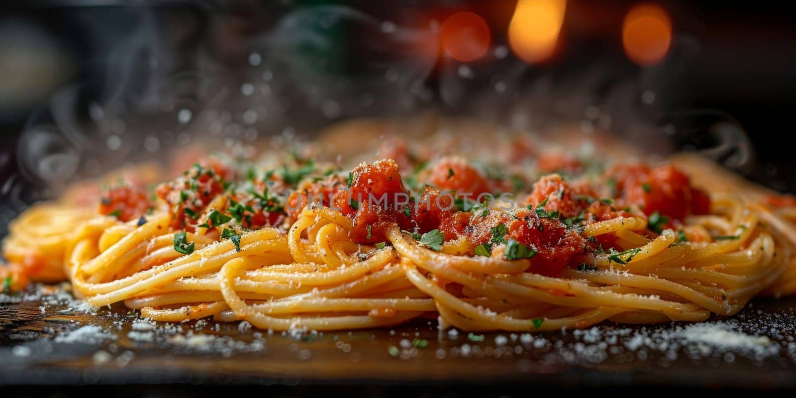 Classic Pasta on kitchen background. Diet and food concept