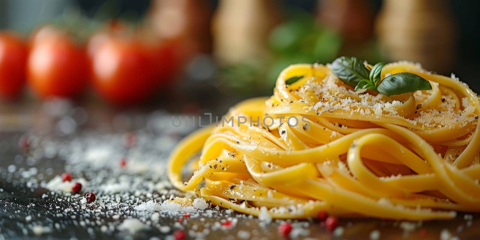 Classic Pasta on kitchen background. Diet and food concept. by Benzoix