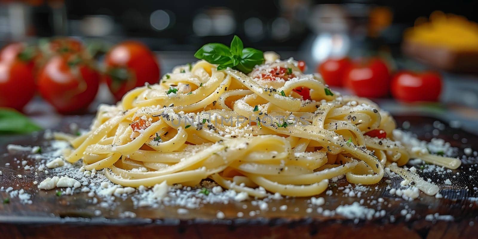 Classic Pasta on kitchen background. Diet and food concept