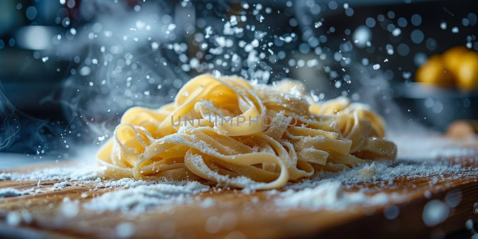 Classic Pasta on kitchen background. Diet and food concept. by Benzoix