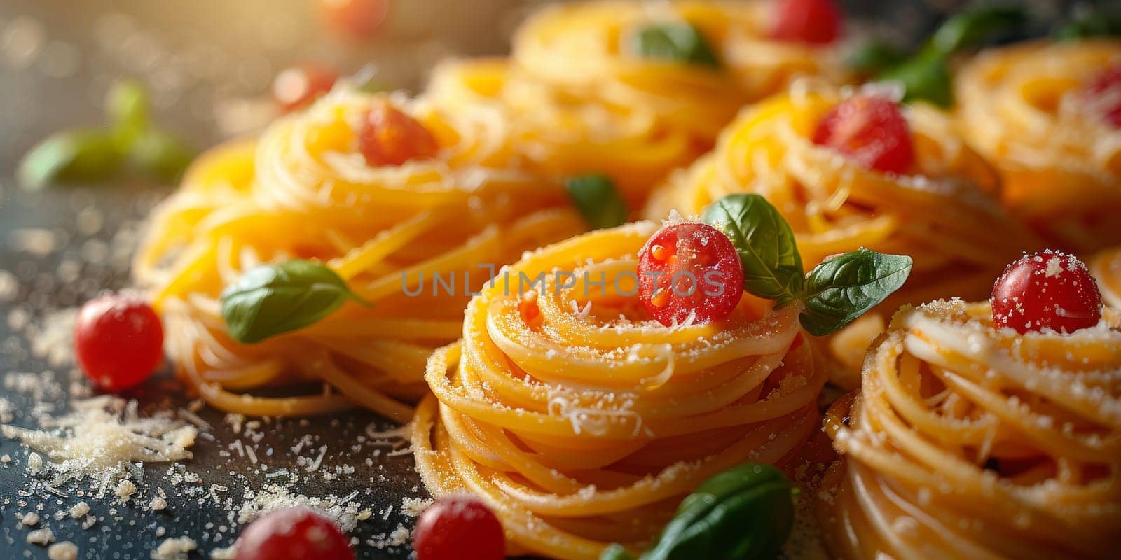 Classic Pasta on kitchen background. Diet and food concept. by Benzoix