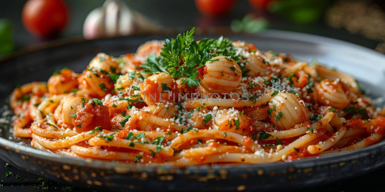 Classic Pasta on kitchen background. Diet and food concept. by Benzoix