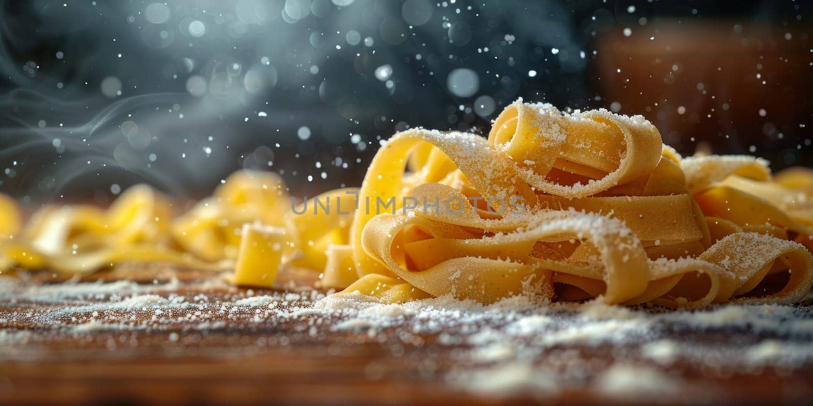 Classic Pasta on kitchen background. Diet and food concept. by Benzoix