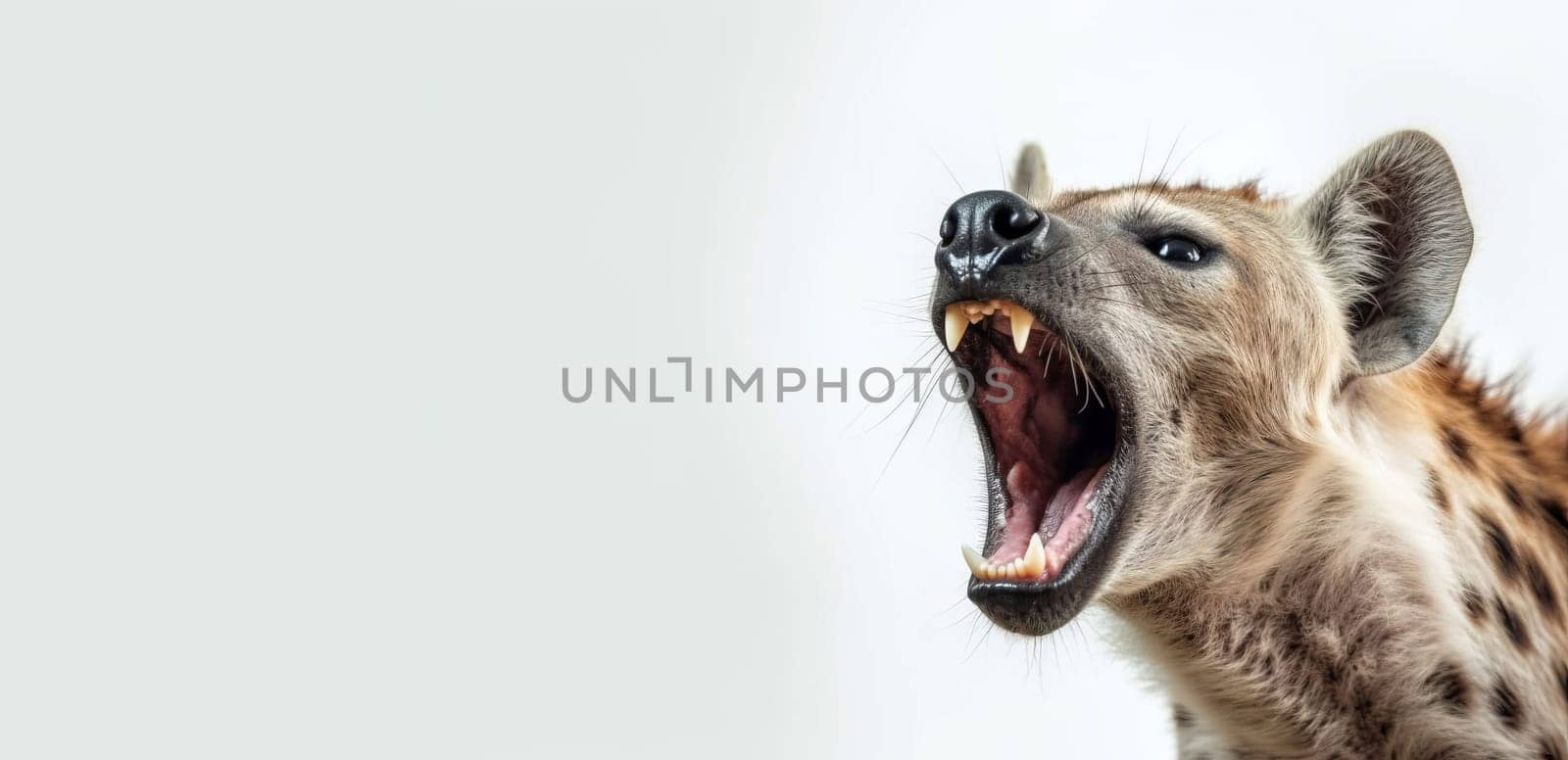 Screaming hyena banner. Africa mammal. Generate Ai