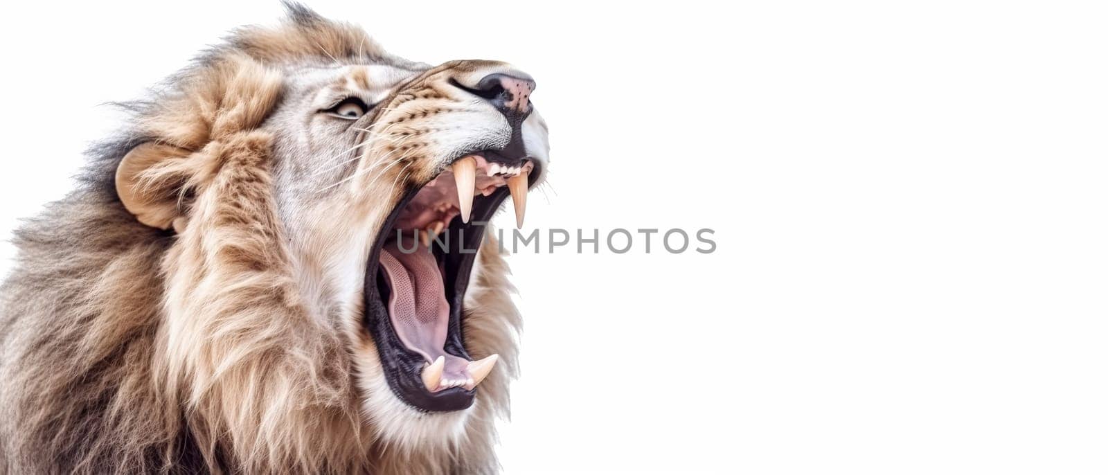 Lion screaming banner. Generate Ai by ylivdesign