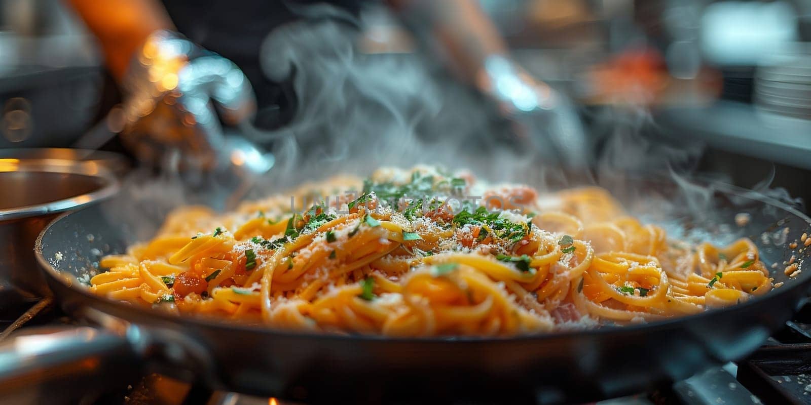 Classic Pasta on kitchen background. Diet and food concept. by Benzoix