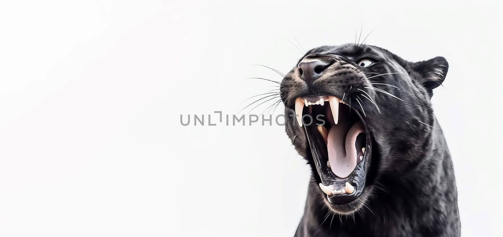 Black cat screaming banner. Generate Ai by ylivdesign