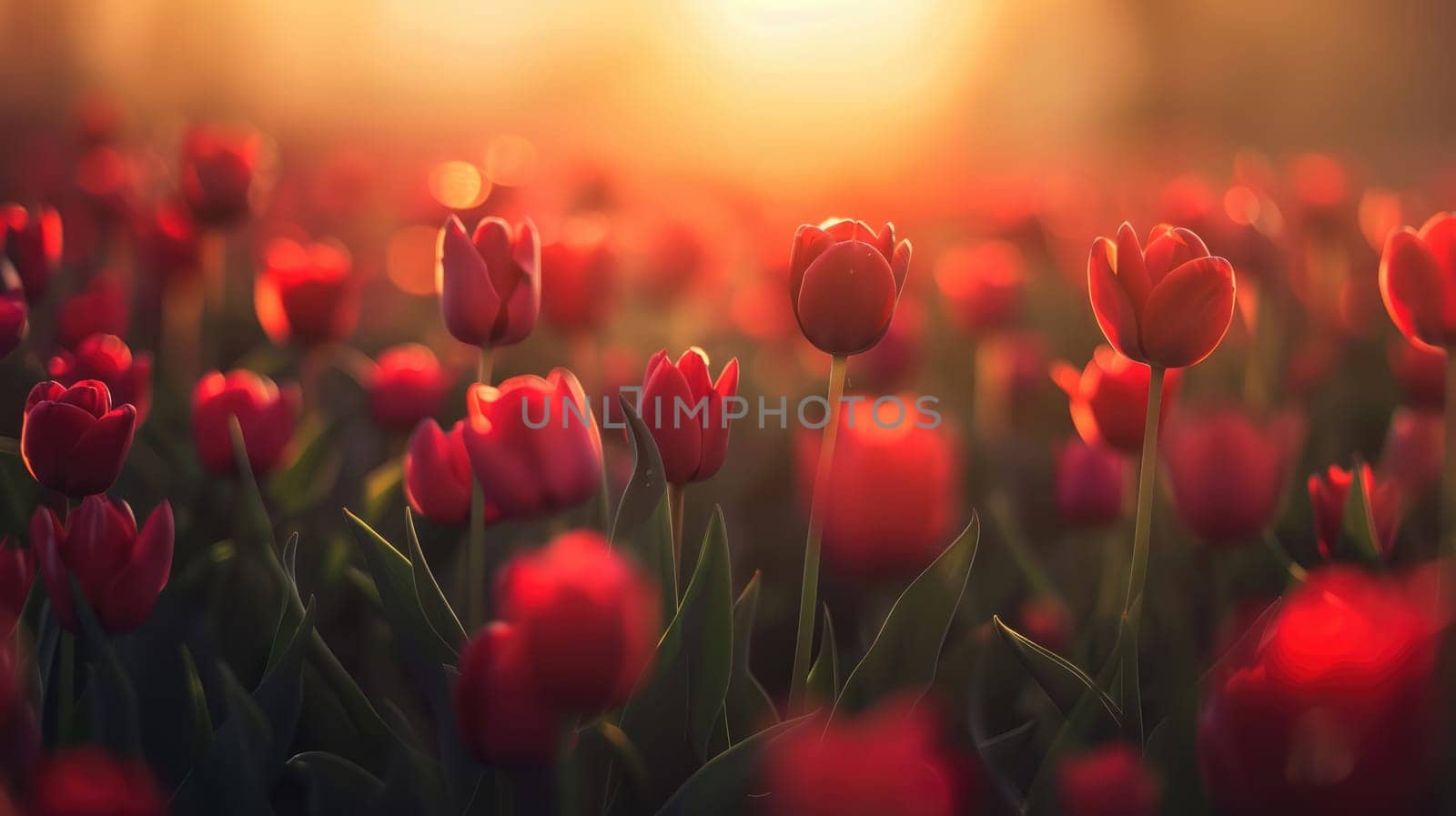 Field of colorful tulips, many spring flowers. by natali_brill