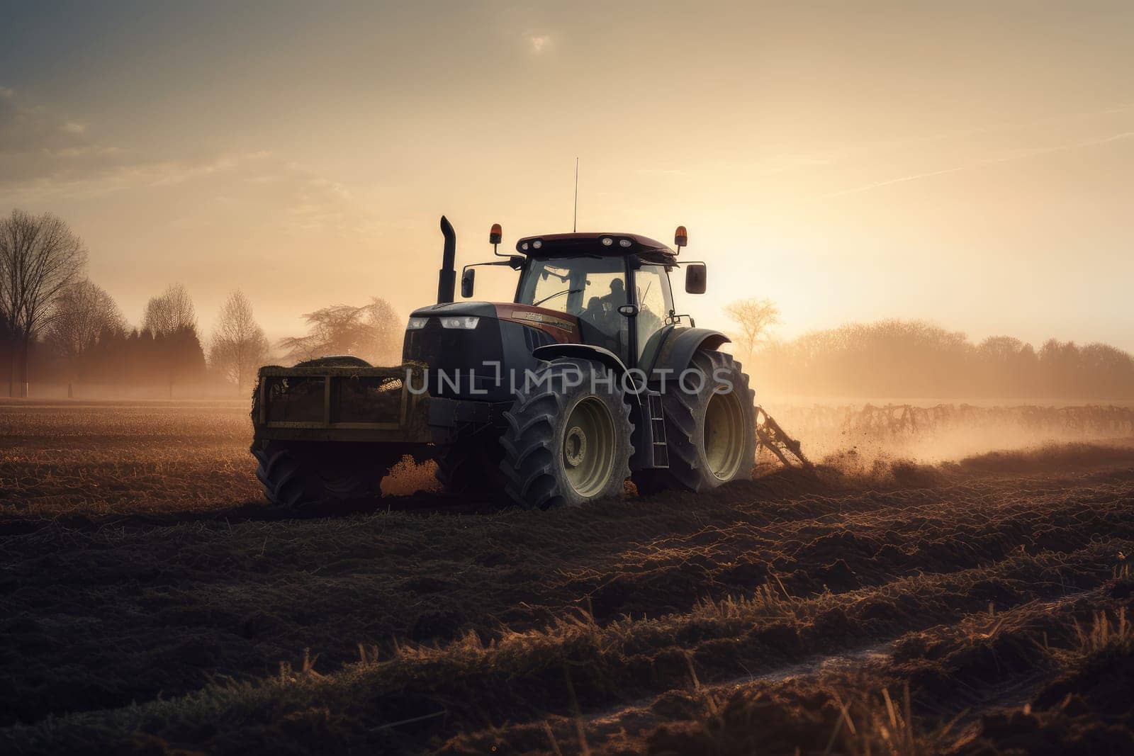 Tractor driver field. Field farmer. Generate Ai