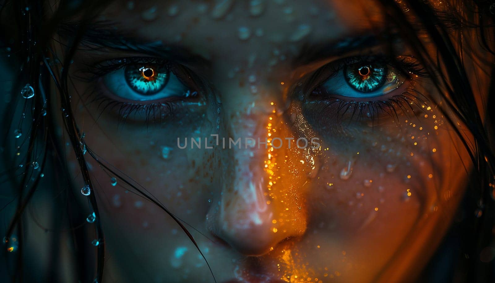 Colorful cinematic close-up photo of a girl's eyes . High quality photo