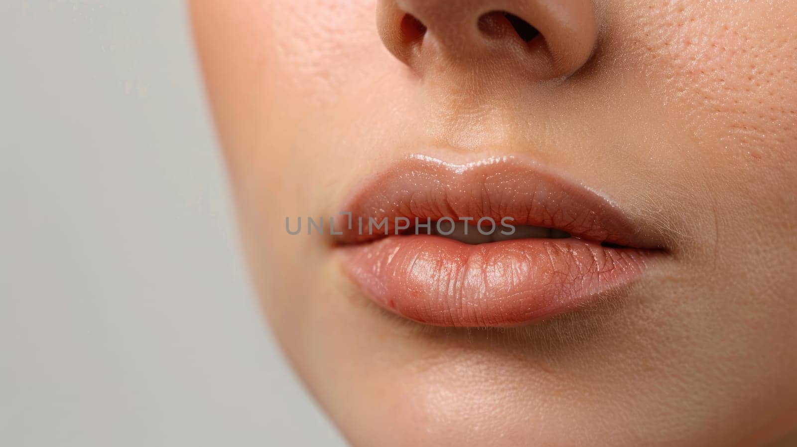 Natural lips close up, no retouching, natural skin texture AI
