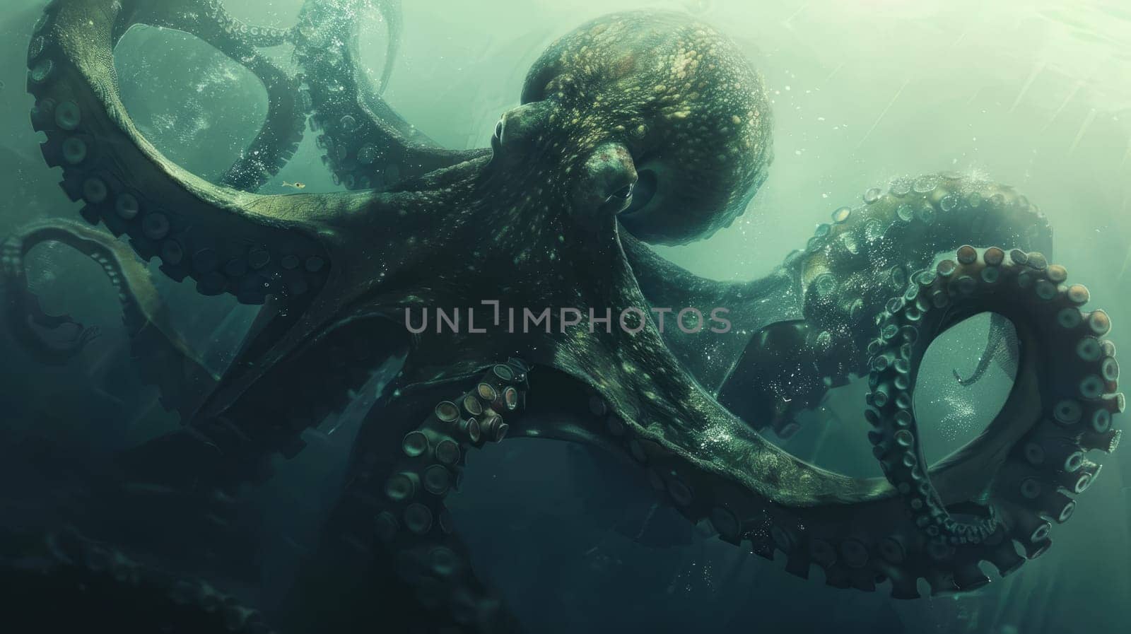 Octopus. Huge Kraken. Monster attacking ships in a storm by natali_brill