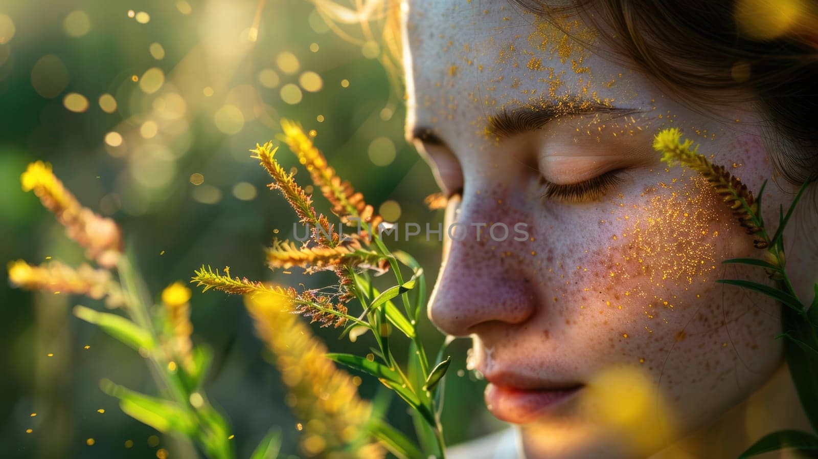 Young pretty woman. Pollen allergies, seasonal allergic reactions. Spring allergy concept AI