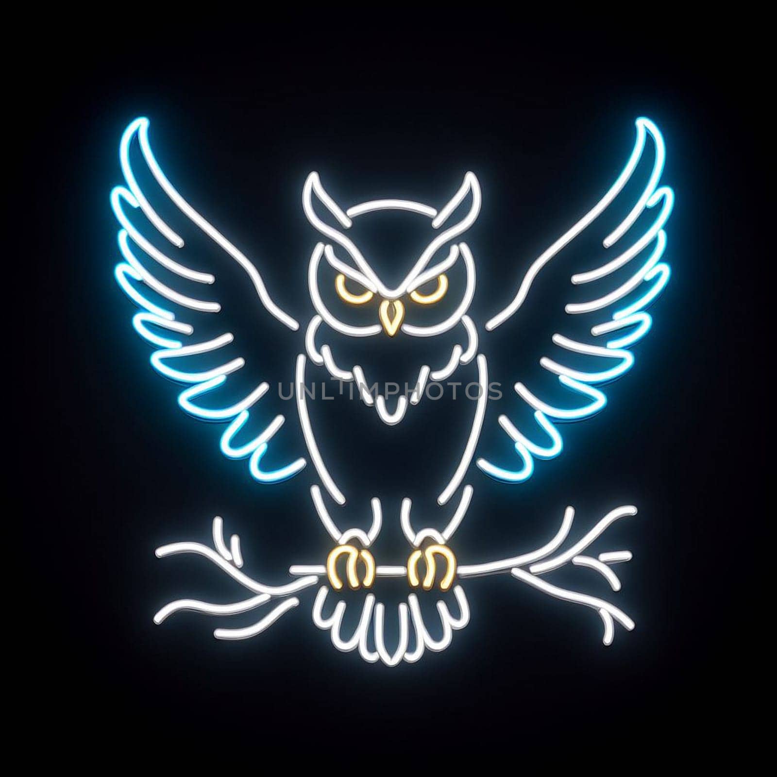 Neon Owl. High quality illustration