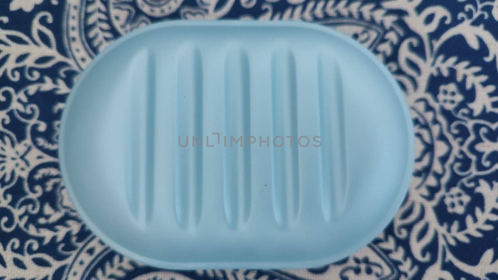 blue plastic soap dish for soap, hygiene object. High quality photo