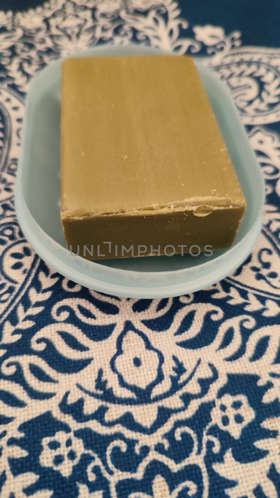 blue plastic soap dish for soap, hygiene object. High quality photo