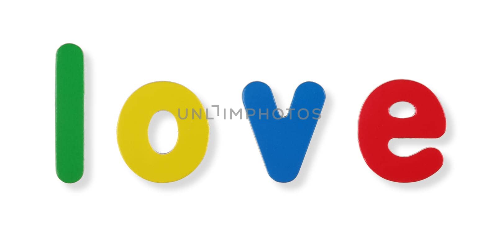 love word in coloured magnetic letters by VivacityImages
