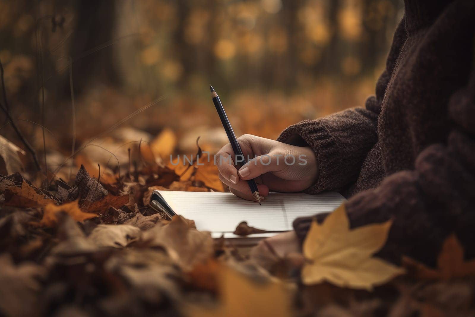 Autumn forest writing. Idea fall park. Generate Ai