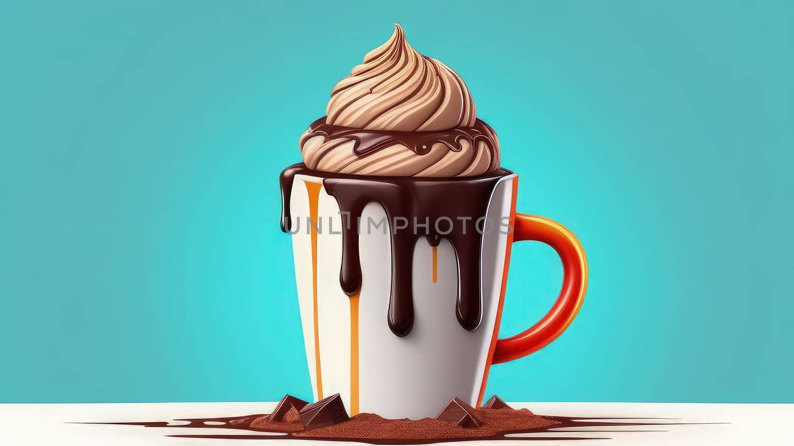 Tempting serving of chocolate ice cream in cup placed on pastel background, highlighting deliciousness of dessert. For advertising, banner, menu, dessert, culinary or cafe themed content. Copy space