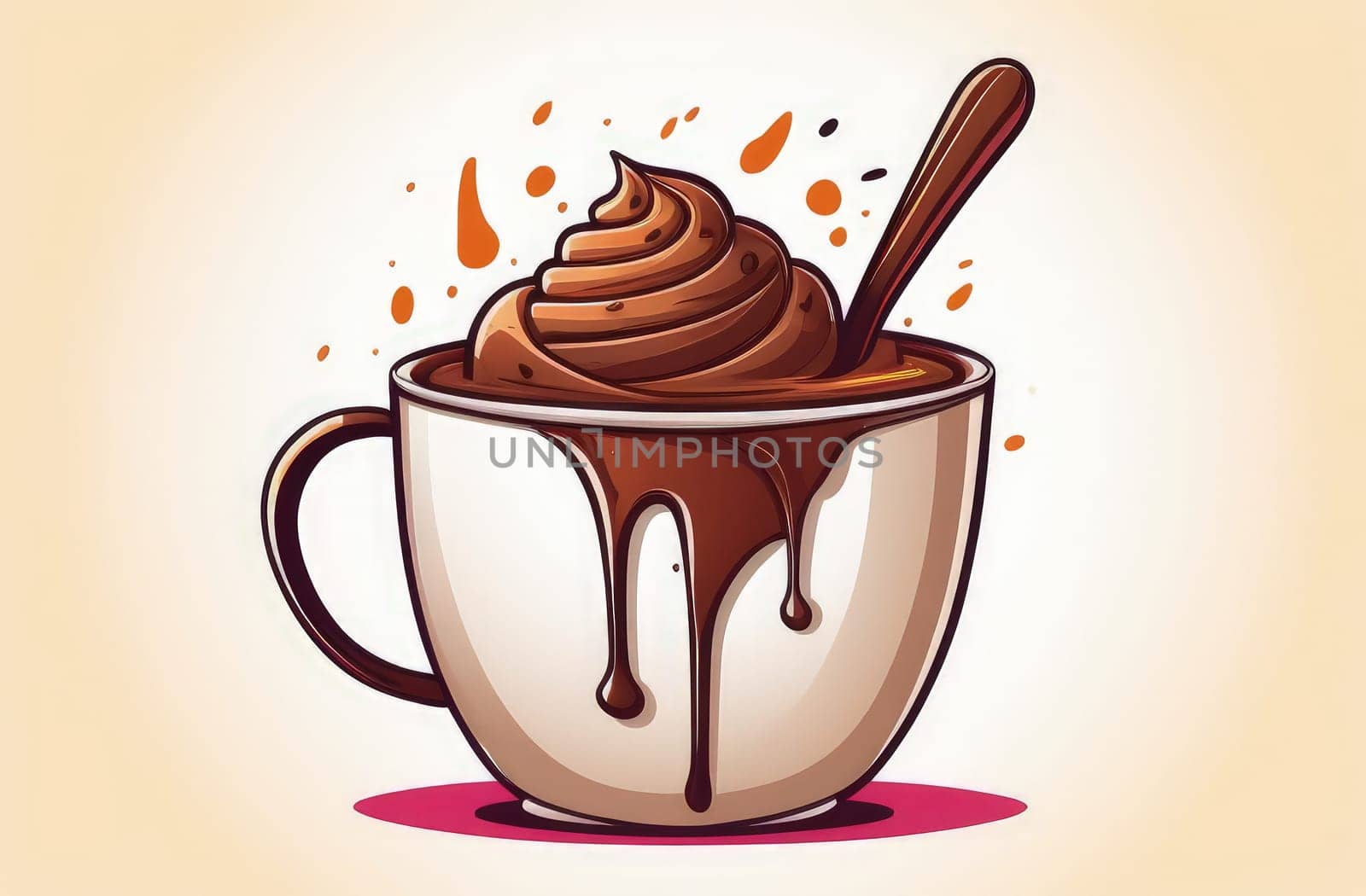 Delicious chocolate ice cream coffee dessert served in cup on pastel background, ready to be enjoyed. For advertising, banner, relaxation, menu, dessert, culinary or cafe themed content. Copy space