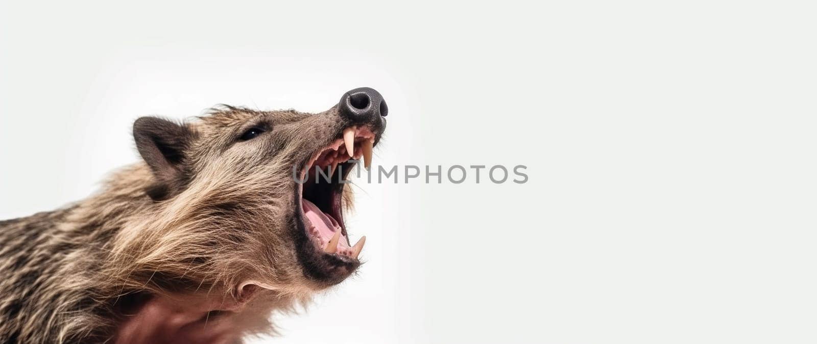 Wild boar scream banner. Fur predatory. Generate Ai