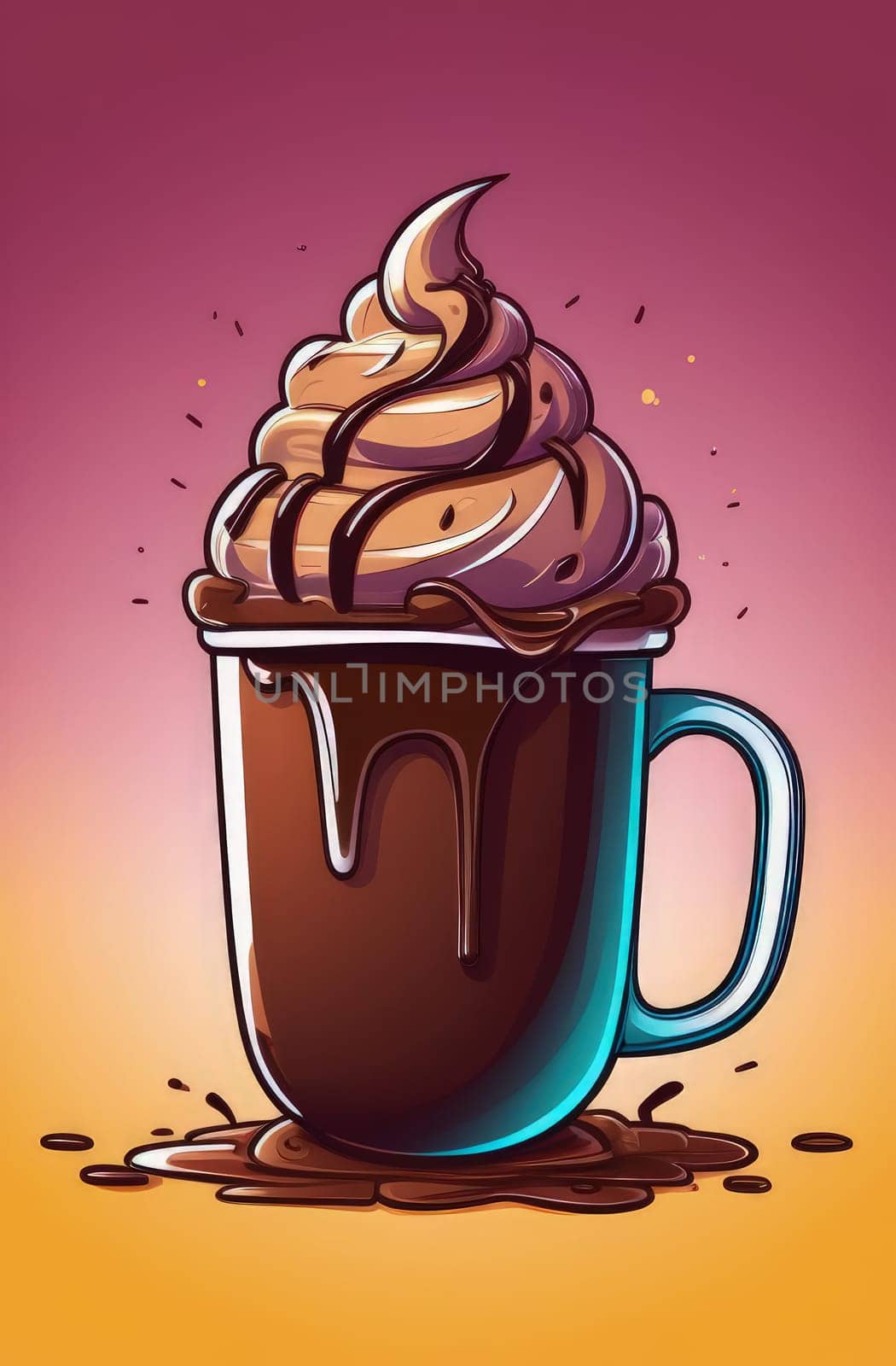 Tempting serving of chocolate ice cream in cup placed on pastel background, highlighting deliciousness of dessert. For advertising, banner, menu, dessert, culinary or cafe themed content. Copy space