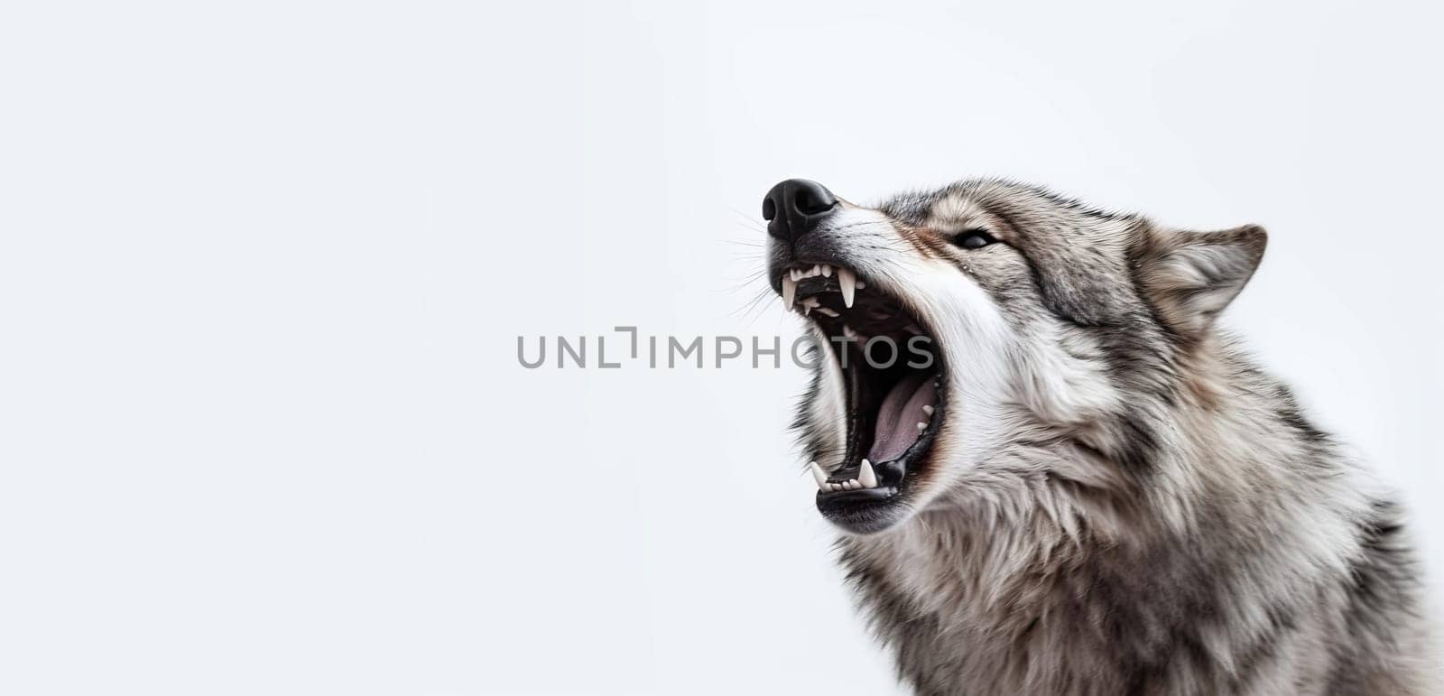 Wolf screaming banner. Wildlife mammal. Generate Ai