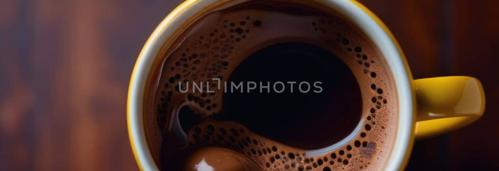 Combines elements of coffee cup, ice cream, chocolate creating visually appealing luxurious image against dark backdrop. For advertising, banner, menu, dessert, cafe themed content. Copy space