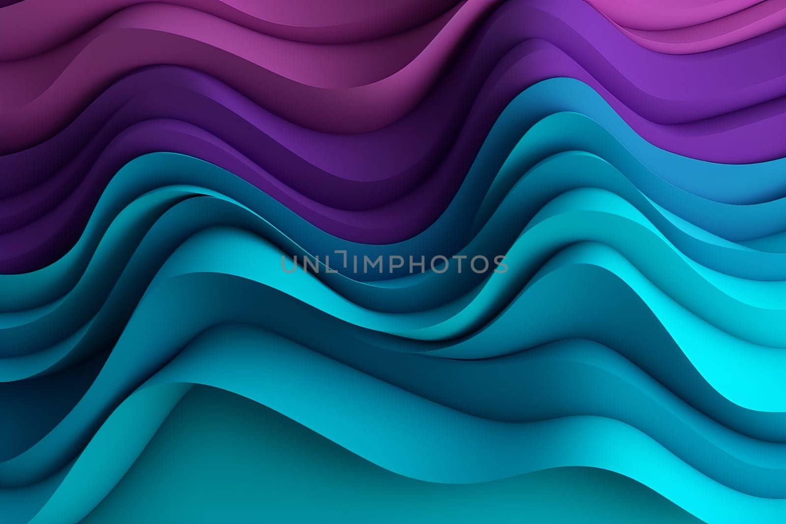 Colorful purple turquoise wave paper. Generate Ai by ylivdesign