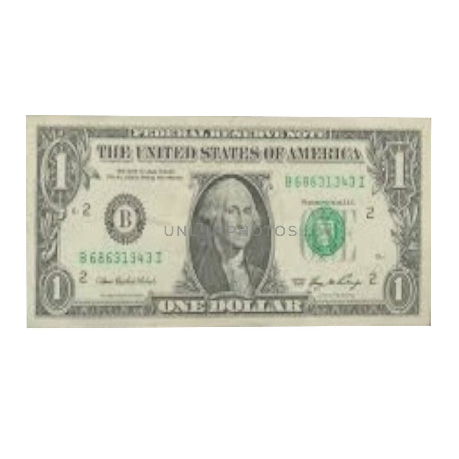 A one dollar bill from the United States of America. High quality 3d illustration