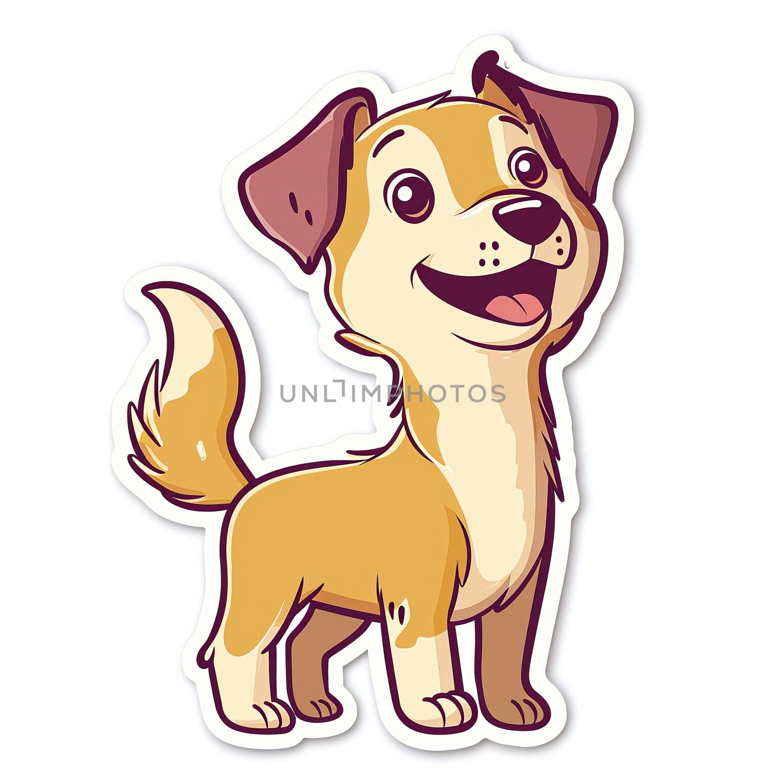 A whimsical illustration of a smiling cartoon dog, perfect as a playful sticker or cheerful mascot by chrisroll