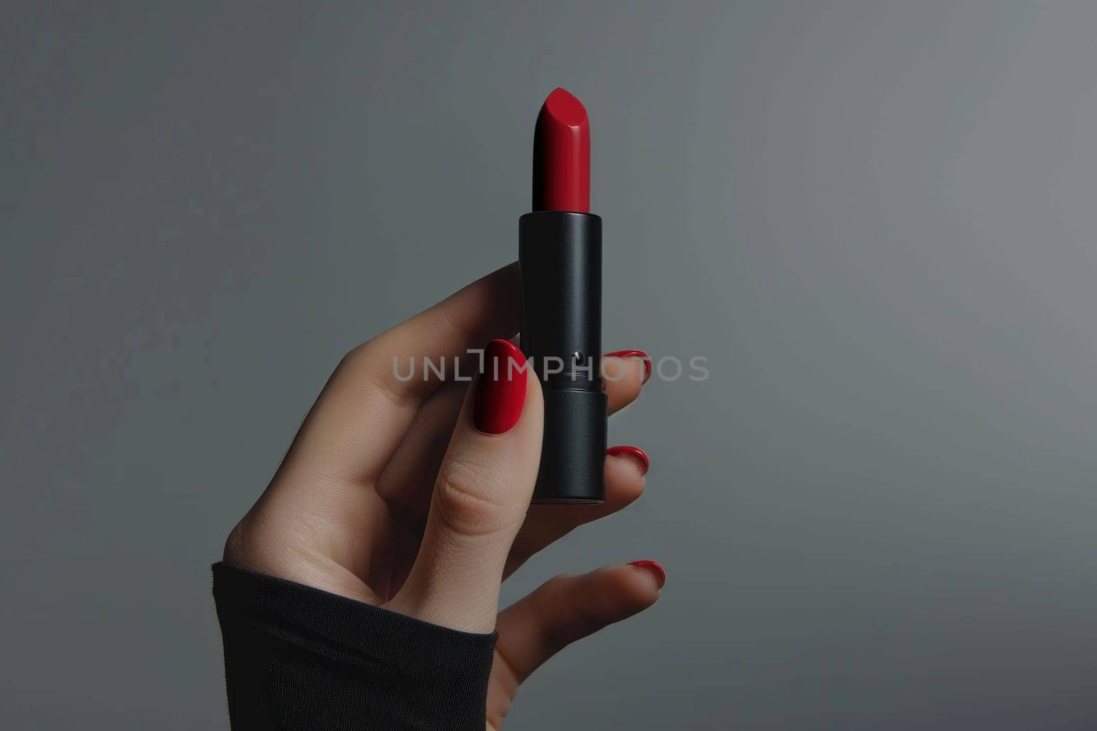 mockup style lipstick in the hand shot. Generative AI.