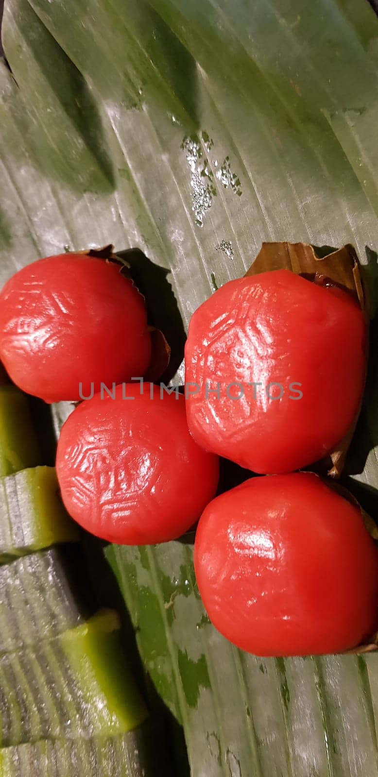 Kue carabikang or Bol Jaran cake or kue ku is traditional javanese, indonesian cake snack made from rice flour with green beans filling