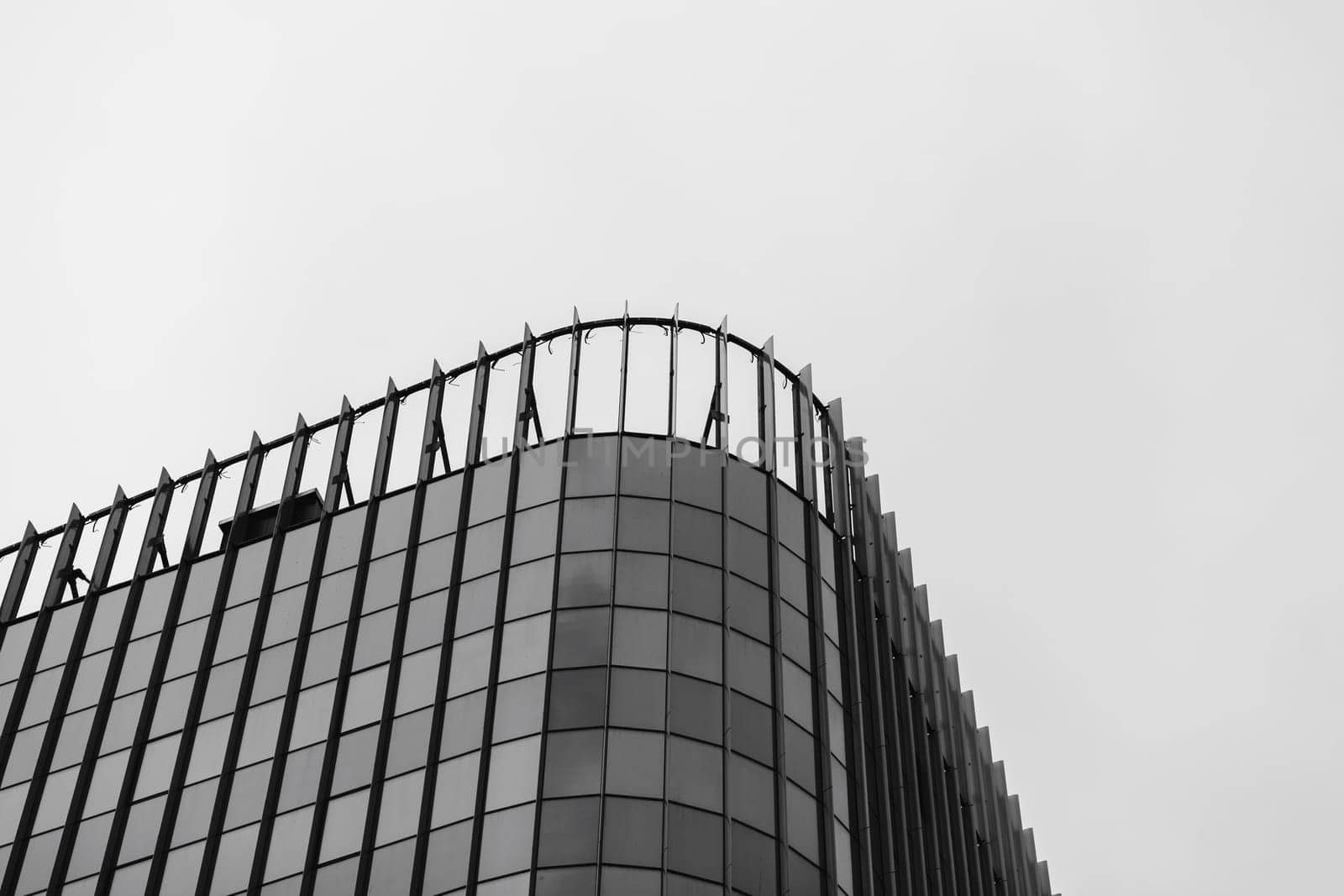 modern office skyscraper with glass windows. black and white