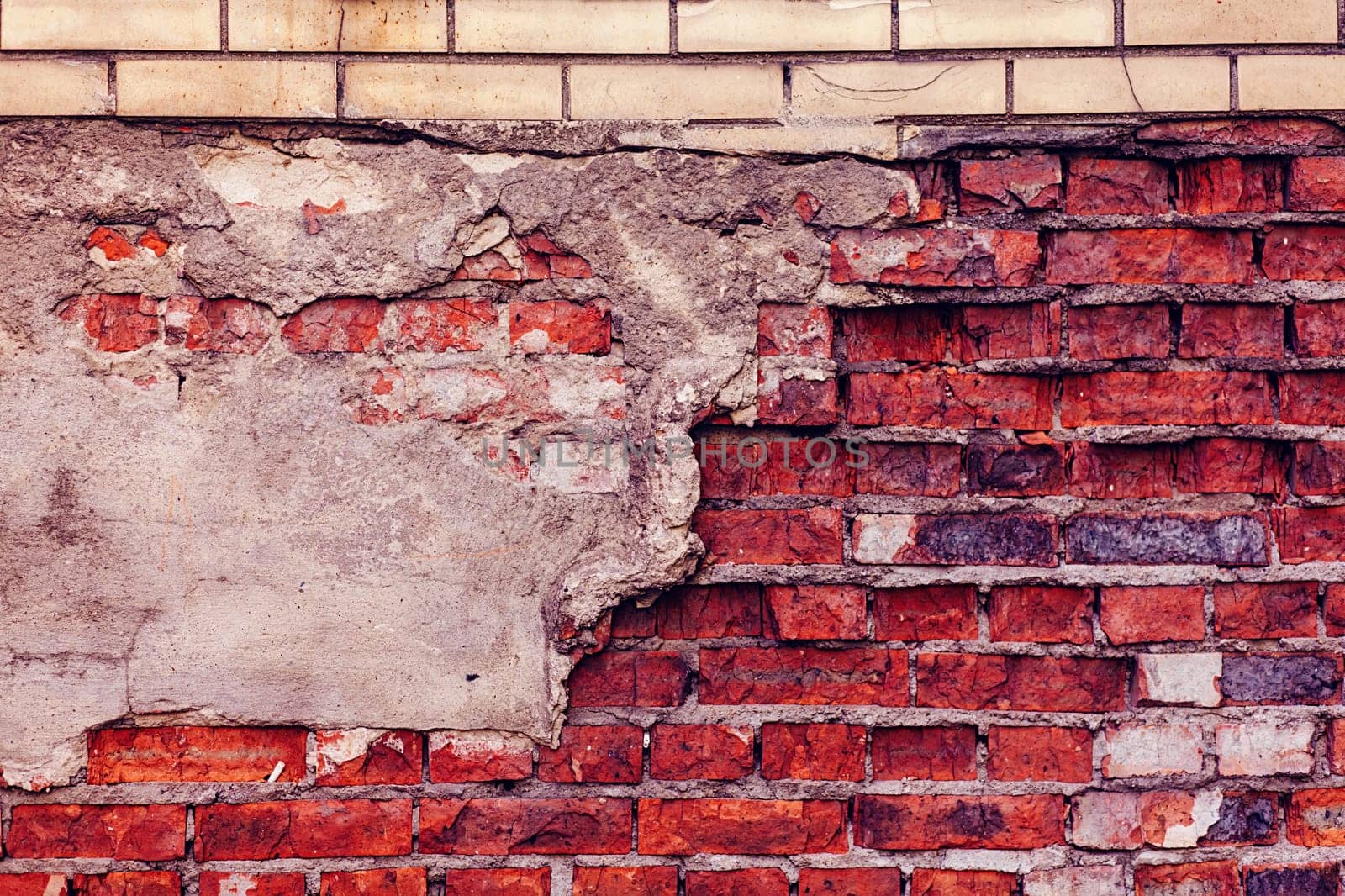 Empty old brick wall texture. Grungy red brickwall. 