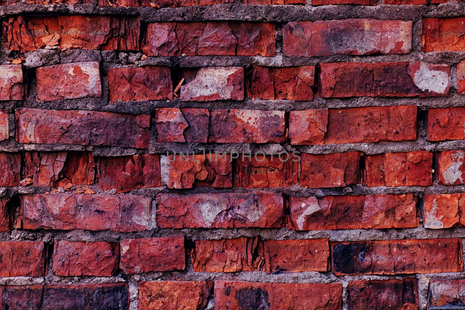 red worn brick wall. loft interior