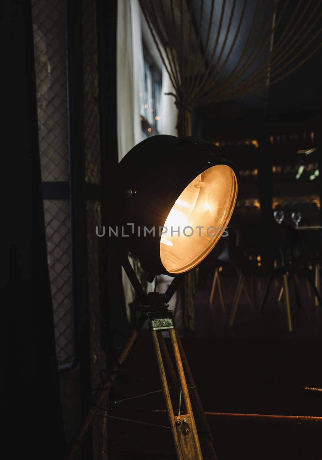 vintage floor lamp in a dark interior. loft style