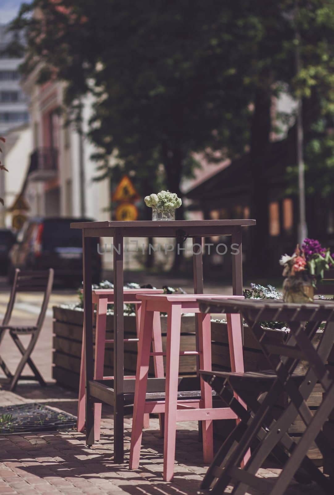 Old street cafe in Europe city 