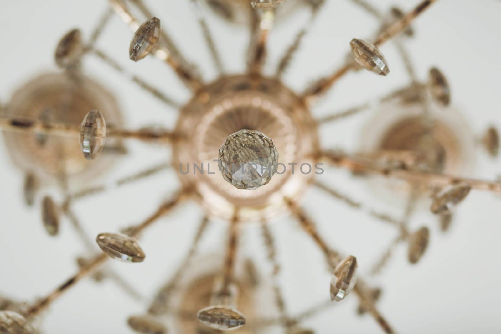 Classic gold crystal chandelier bottom view