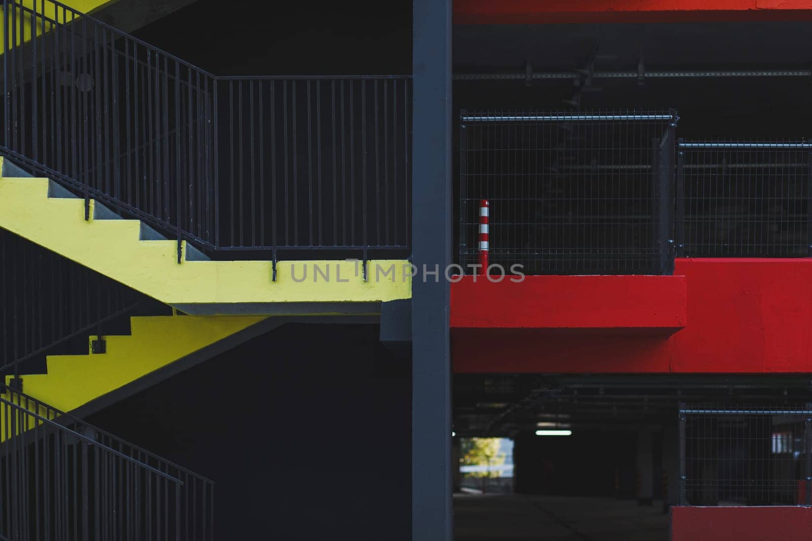 fire escape in the parking lot. security