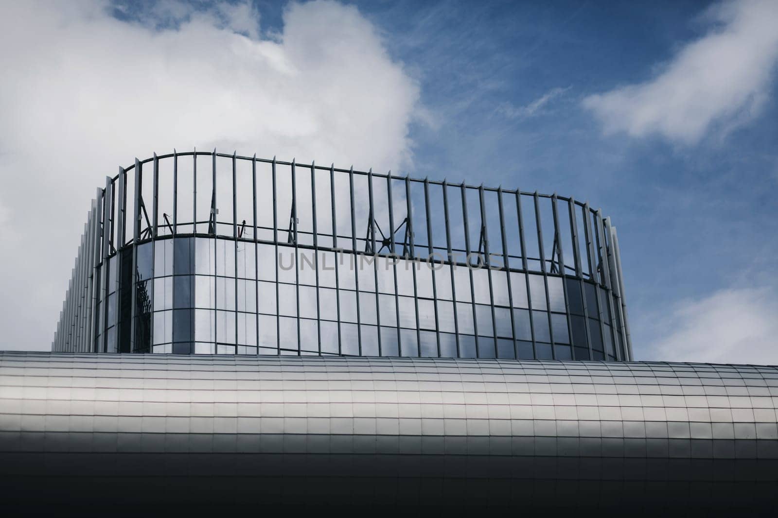 Corporate office building. Modern architecture on sky background