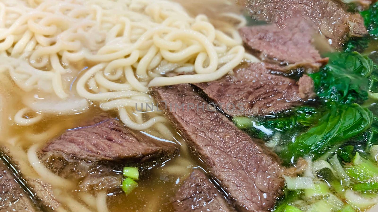super delicious japanese and korean fusion beef ramen, Bowl of mouth watering Japanese ramen for single serving in a restaurant