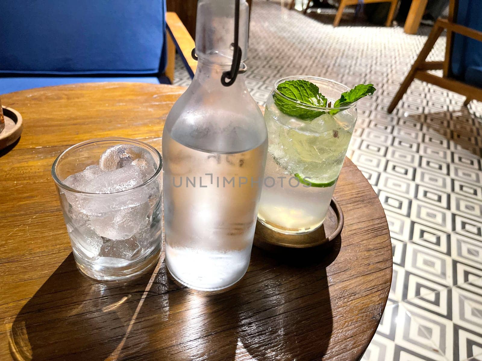 Mojito summer refreshing bar drinks cocktail with ice, citrus and mint sweet and fresh