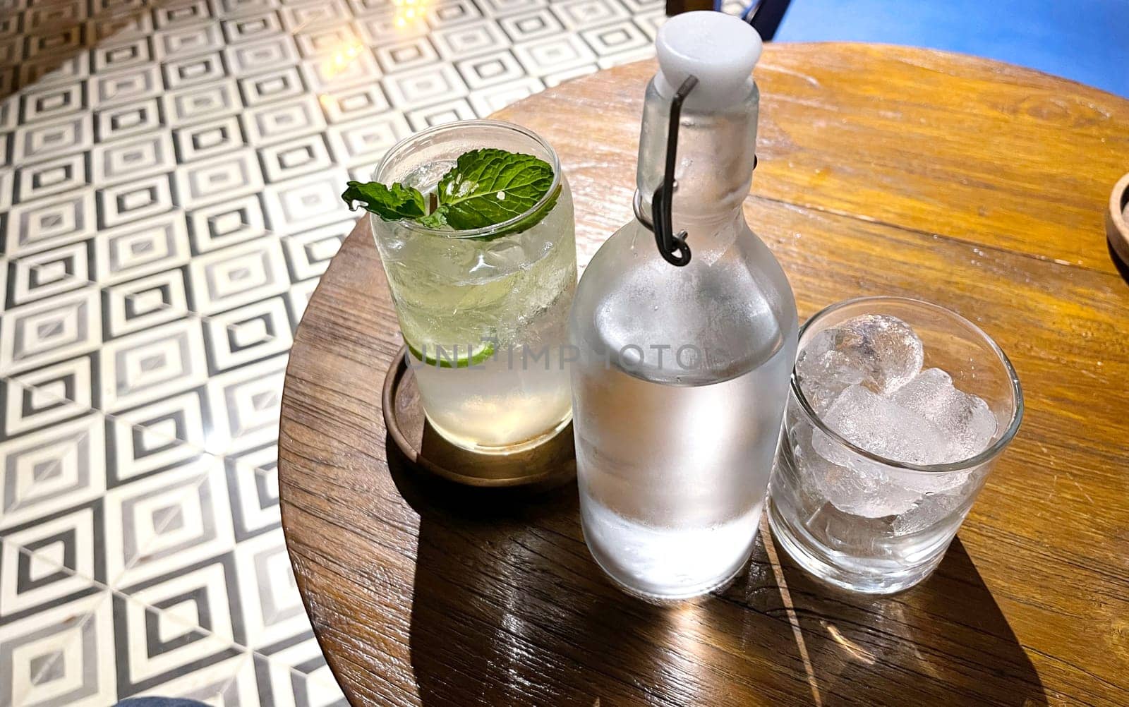 Mojito summer refreshing bar drinks cocktail with ice, citrus and mint sweet and fresh