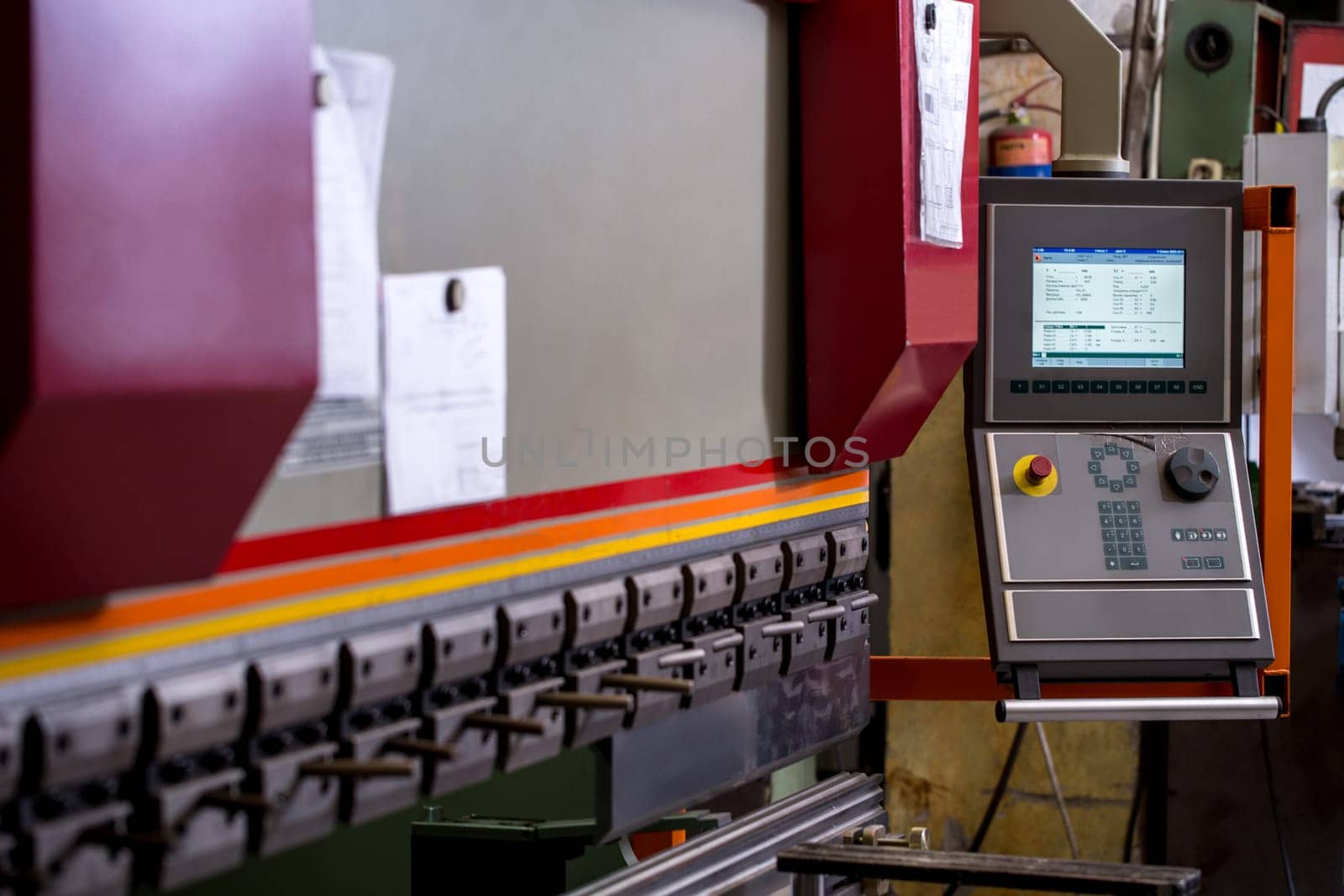 Manufacturing workshop. Image of modern bending machine